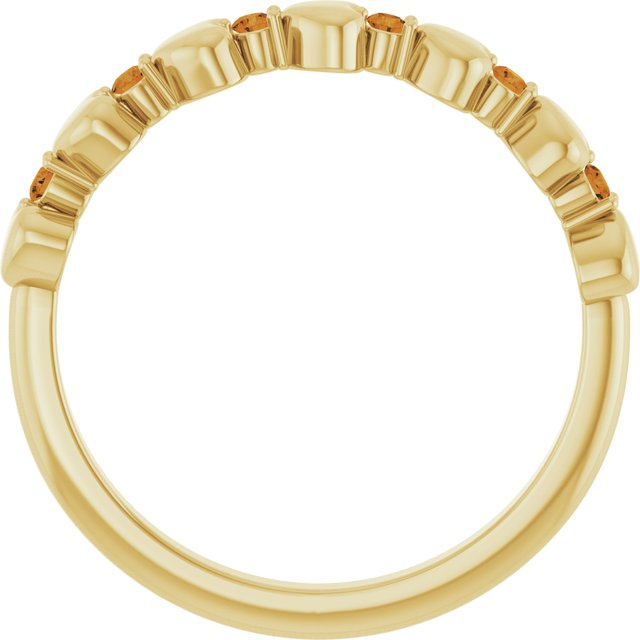14K Yellow Natural Citrine Heart Stackable Ring