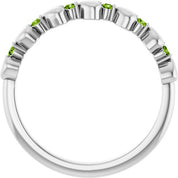 Platinum Natural Peridot Heart Stackable Ring