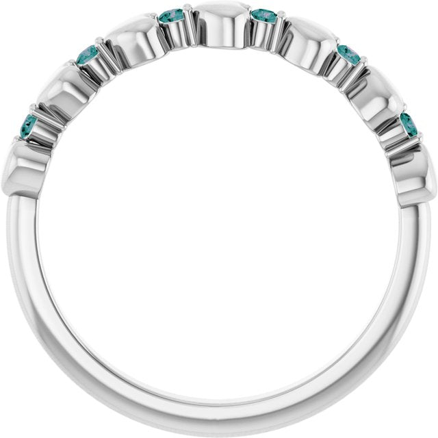 Platinum Natural Alexandrite Heart Stackable Ring