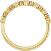 14K Yellow Natural Pink Tourmaline Heart Stackable Ring
