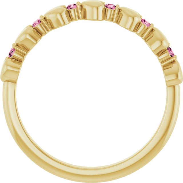 14K Yellow Natural Pink Tourmaline Heart Stackable Ring