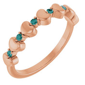 14K Rose Natural Alexandrite Heart Stackable Ring