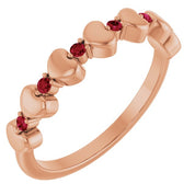 14K Rose Natural Ruby Heart Stackable Ring