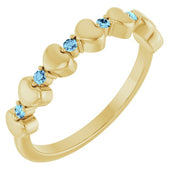 14K Yellow Natural Aquamarine Heart Stackable Ring