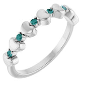 Sterling Silver Natural Alexandrite Heart Stackable Ring