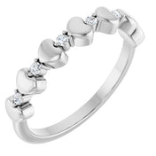 14K White .08 CTW Natural Diamond Heart Stackable Ring