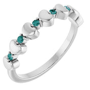 Platinum Natural Alexandrite Heart Stackable Ring