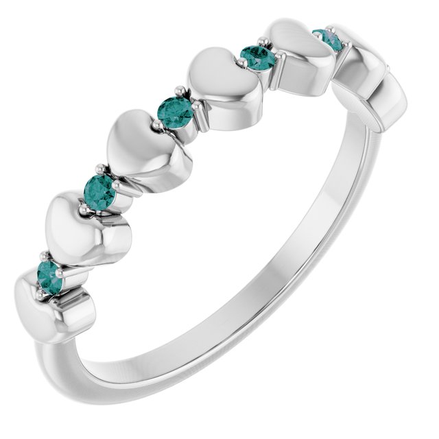 Platinum Natural Alexandrite Heart Stackable Ring