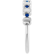 Platinum Natural Blue Sapphire Heart Stackable Ring
