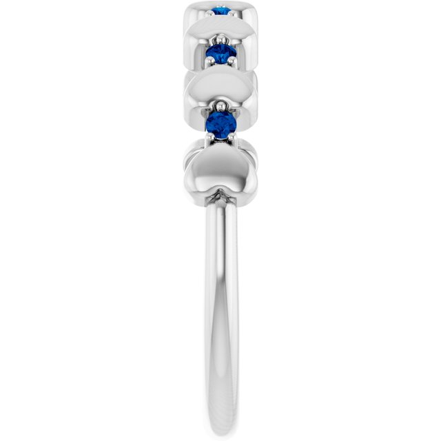 Platinum Natural Blue Sapphire Heart Stackable Ring