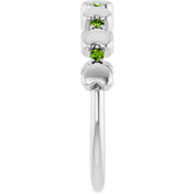 14K White Natural Peridot Heart Stackable Ring