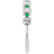 Platinum Natural Emerald Heart Stackable Ring