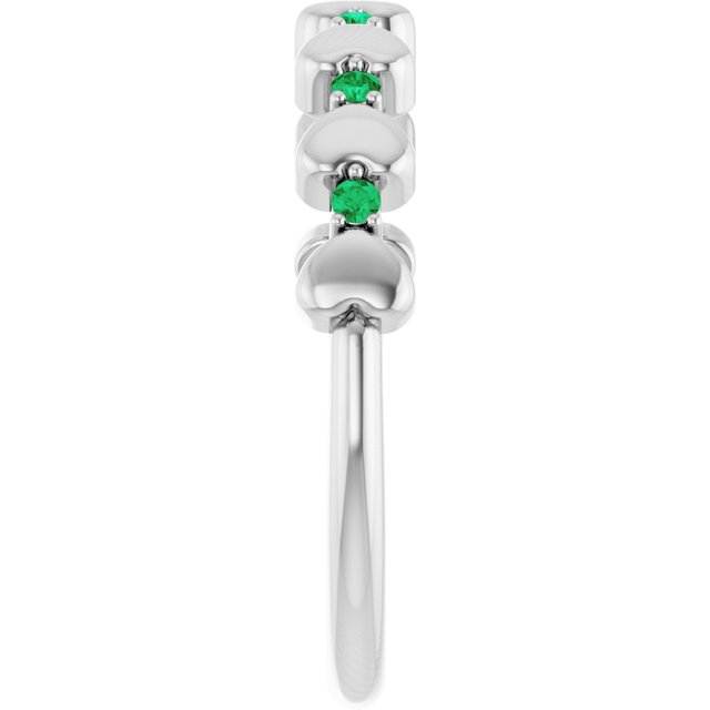 Platinum Natural Emerald Heart Stackable Ring