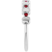 14K White Natural Ruby Heart Stackable Ring