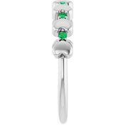 14K White Natural Emerald Heart Stackable Ring
