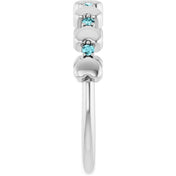 14K White Natural Blue Zircon Heart Stackable Ring