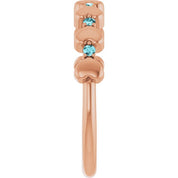 14K Rose Natural Blue Zircon Heart Stackable Ring