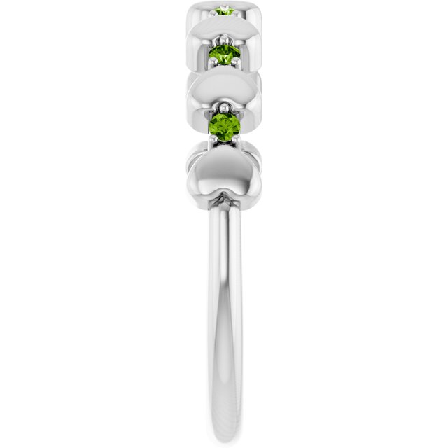 Platinum Natural Peridot Heart Stackable Ring
