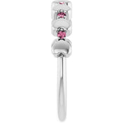 Platinum Natural Pink Tourmaline Heart Stackable Ring