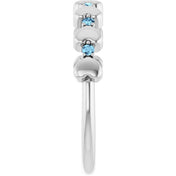 Platinum Natural Aquamarine Heart Stackable Ring