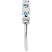 Platinum Natural Aquamarine Heart Stackable Ring