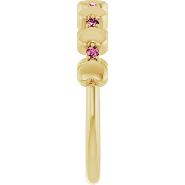 14K Yellow Natural Pink Tourmaline Heart Stackable Ring
