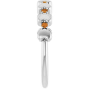 Platinum Natural Citrine Heart Stackable Ring