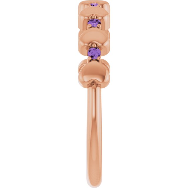 14K Rose Natural Amethyst Heart Stackable Ring
