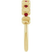 14K Yellow Natural Ruby Heart Stackable Ring