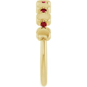 14K Yellow Natural Ruby Heart Stackable Ring