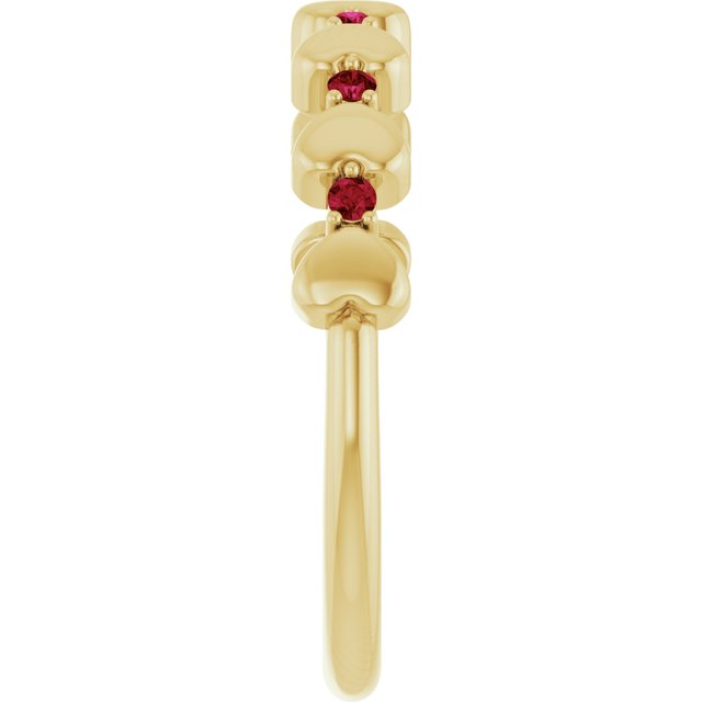 14K Yellow Natural Ruby Heart Stackable Ring