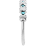 Platinum Natural Blue Zircon Heart Stackable Ring