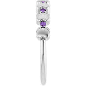 Platinum Natural Amethyst Heart Stackable Ring