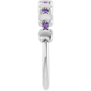 Platinum Natural Amethyst Heart Stackable Ring
