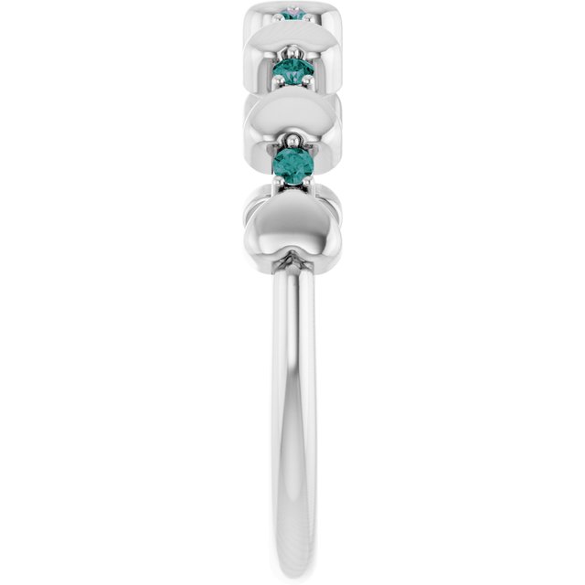 Platinum Natural Alexandrite Heart Stackable Ring