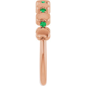 14K Rose Natural Emerald Heart Stackable Ring