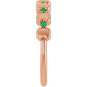 14K Rose Natural Emerald Heart Stackable Ring