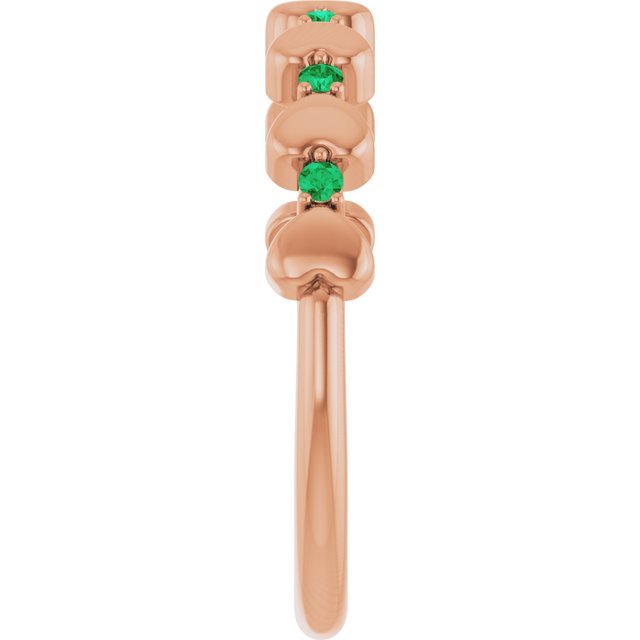 14K Rose Natural Emerald Heart Stackable Ring