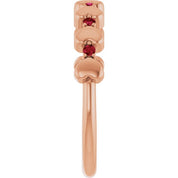 14K Rose Natural Ruby Heart Stackable Ring