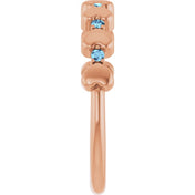 14K Rose Natural Aquamarine Heart Stackable Ring