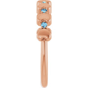 14K Rose Natural Aquamarine Heart Stackable Ring