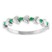 Platinum Natural Emerald Heart Stackable Ring