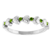 14K White Natural Peridot Heart Stackable Ring