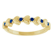 14K Yellow Natural Blue Sapphire Heart Stackable Ring