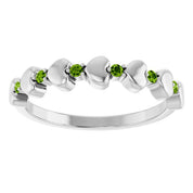 Platinum Natural Peridot Heart Stackable Ring