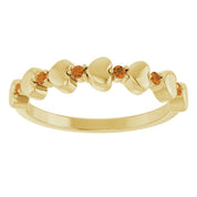 14K Yellow Natural Citrine Heart Stackable Ring