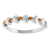 Sterling Silver Natural Citrine Heart Stackable Ring