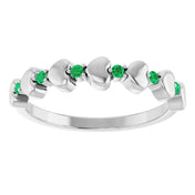Sterling Silver Natural Emerald Heart Stackable Ring