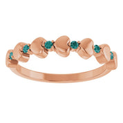 14K Rose Natural Alexandrite Heart Stackable Ring