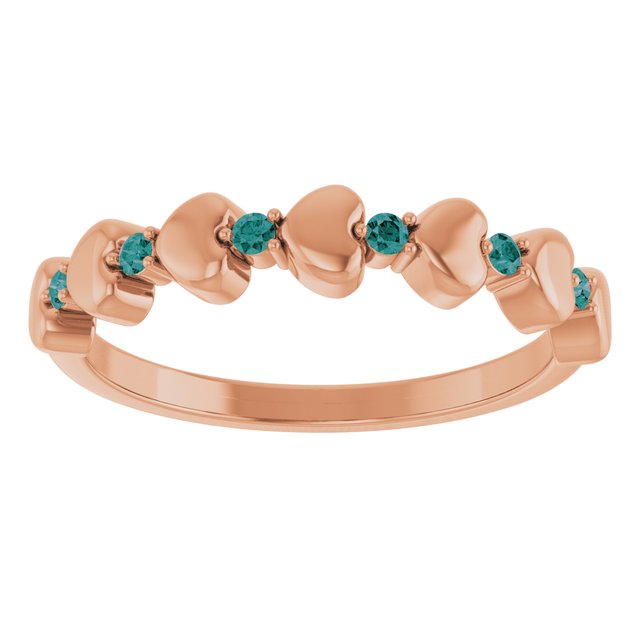 14K Rose Natural Alexandrite Heart Stackable Ring